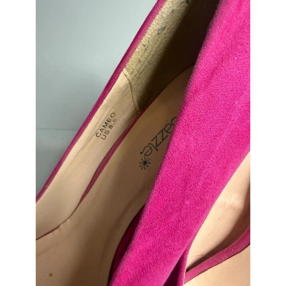 ShoeDazzle Pink Fuchsia Suede Peep Toe Platform Pumps Size 8.5 Heel Stiletto - Picture 7 of 7